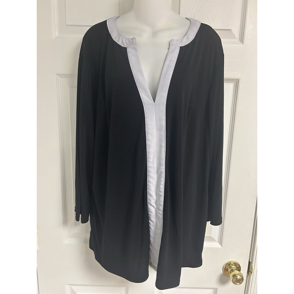 Blue Mood - L/S Black/White Blouse - 3X